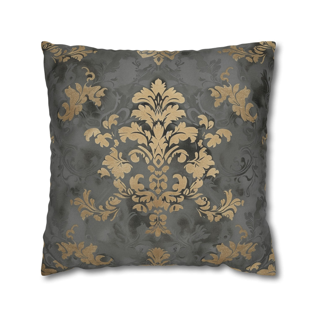 Gold Floral Damask Pillow Cover: Elegant Grey Decor