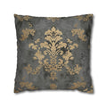 Gold Floral Damask Pillow Cover: Elegant Grey Decor