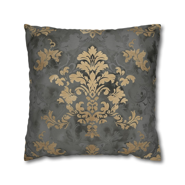 Gold Floral Damask Pillow Cover: Elegant Grey Decor