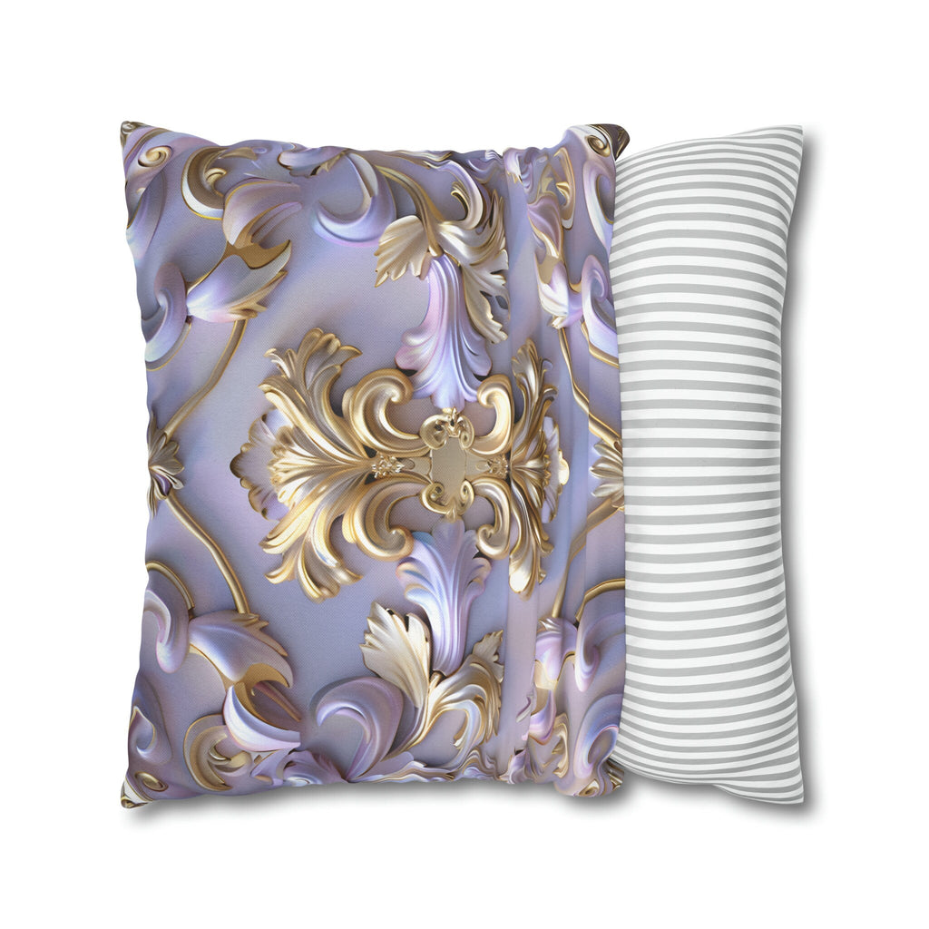 Lavender Rococo Pillow Cover: Gold & White Scrollwork French Elegance Accent Cushion Case