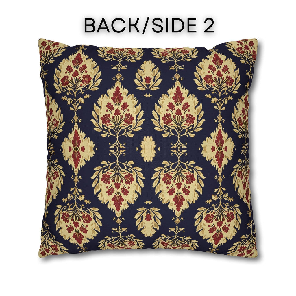 Elegant Ikat Pillow Cover: Navy Gold & Red Holiday and Year Round Decor