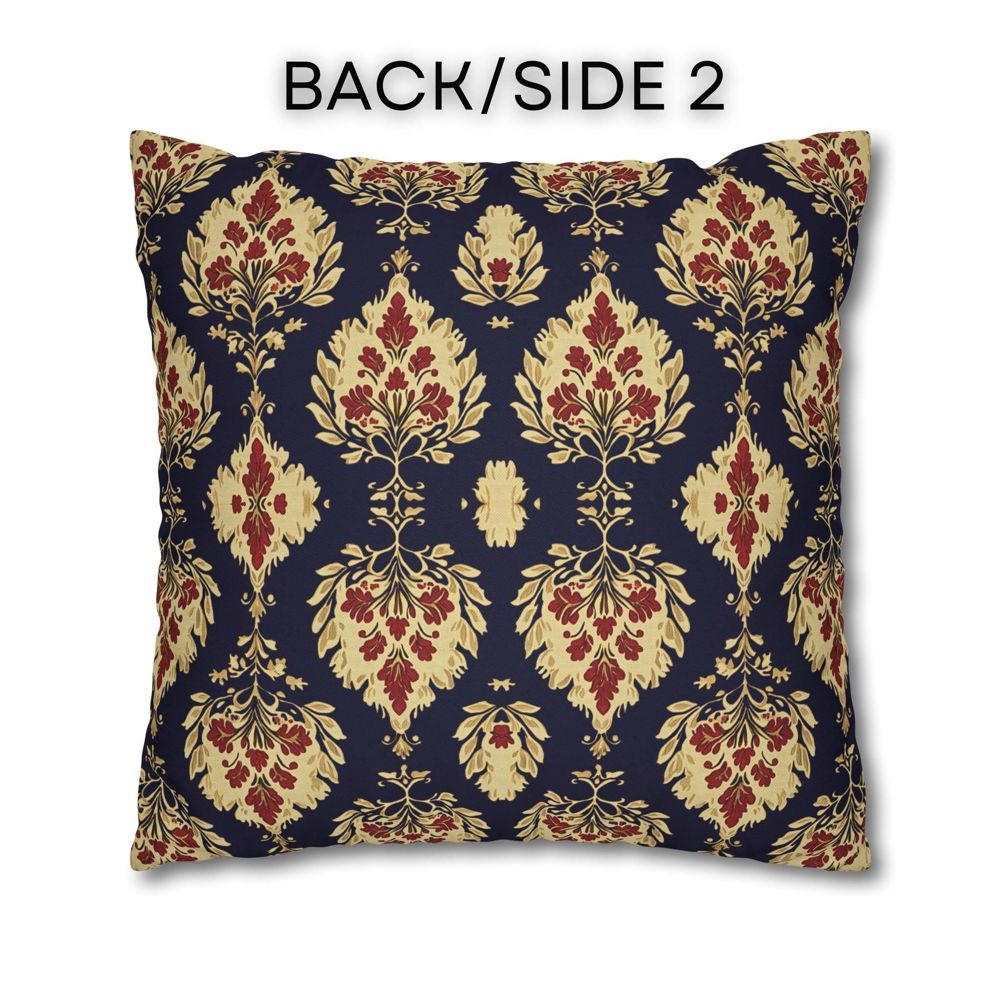 Elegant Ikat Pillow Cover: Navy Gold & Red Holiday and Year Round Decor