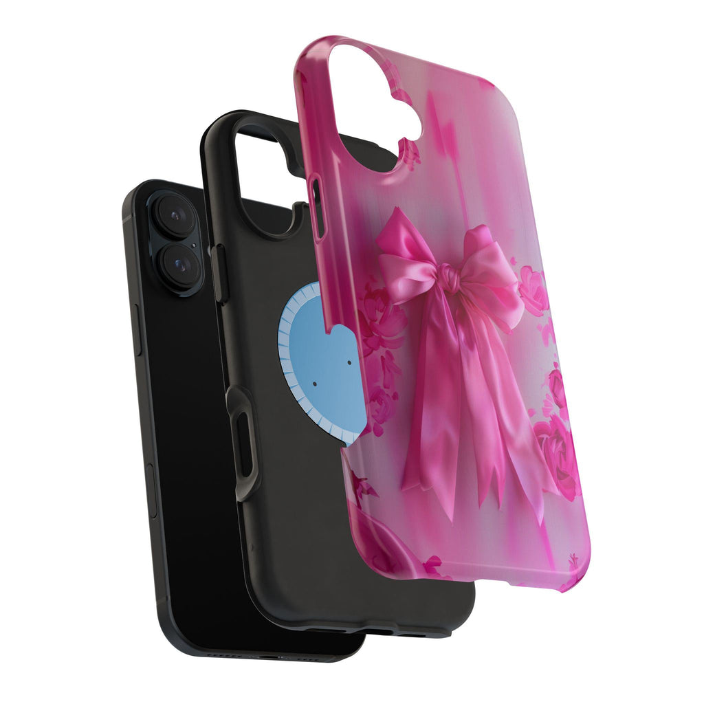 Pink Bow Floral MagSafe Tough Case for iPhone - Coquette Design Girly Gift