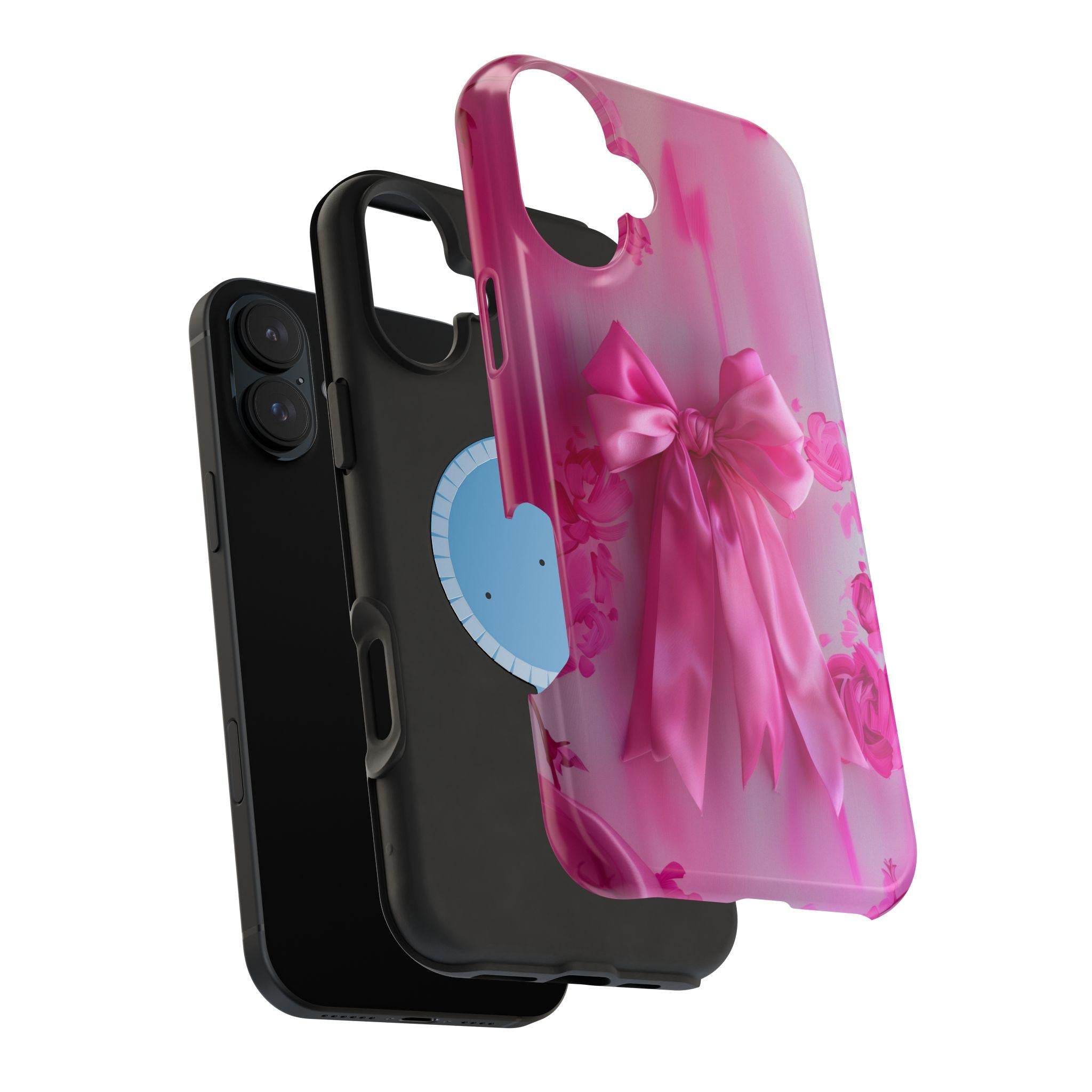 Pink Bow Floral MagSafe Tough Case for iPhone - Coquette Design Girly Gift