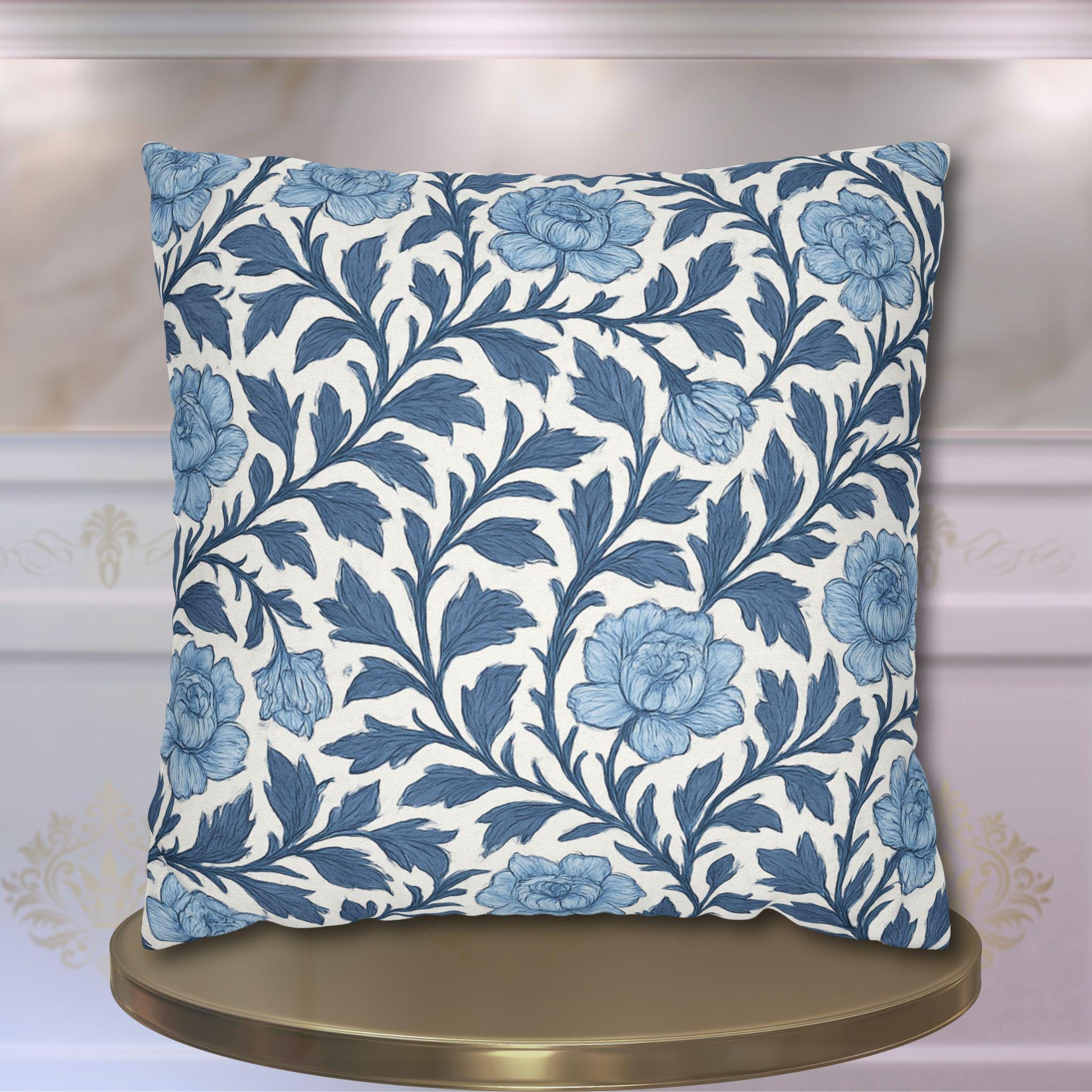 William Morris Inspired Floral Pillow Cover: French Country Cottagecore Decor