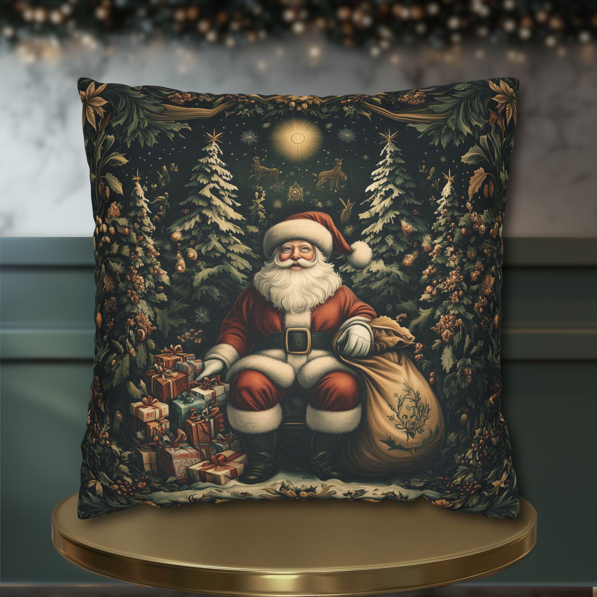 William Morris Santa Claus Pillow Cover: Vintage Style Christmas Decor