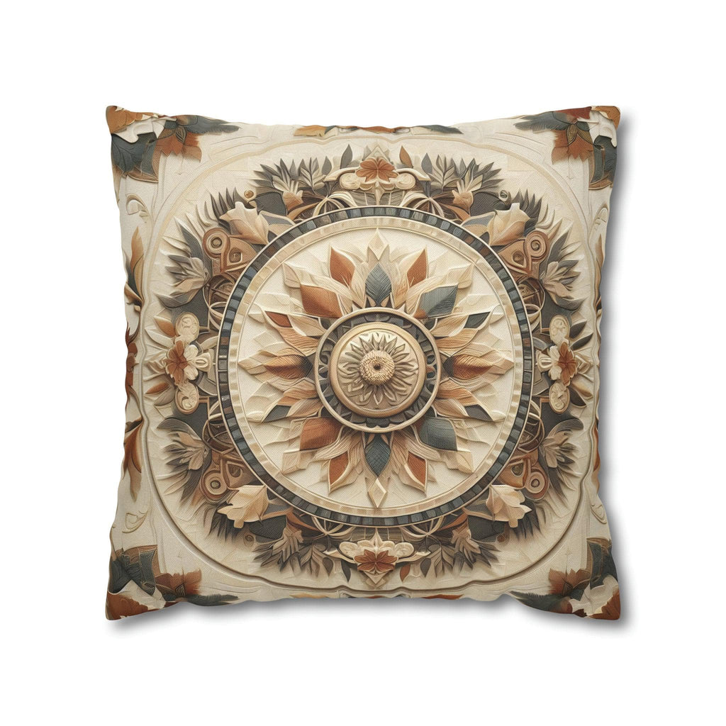 Boho Geometric Floral Pillow Cover: Earth Tone Cushion for Rustic Fall Home Decor