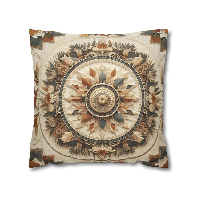 Boho Geometric Floral Pillow Cover: Earth Tone Cushion for Rustic Fall Home Decor