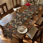 William Morris Nutcracker Christmas Table Runner: Red, Green, Gold Vintage Style Holiday Dining
