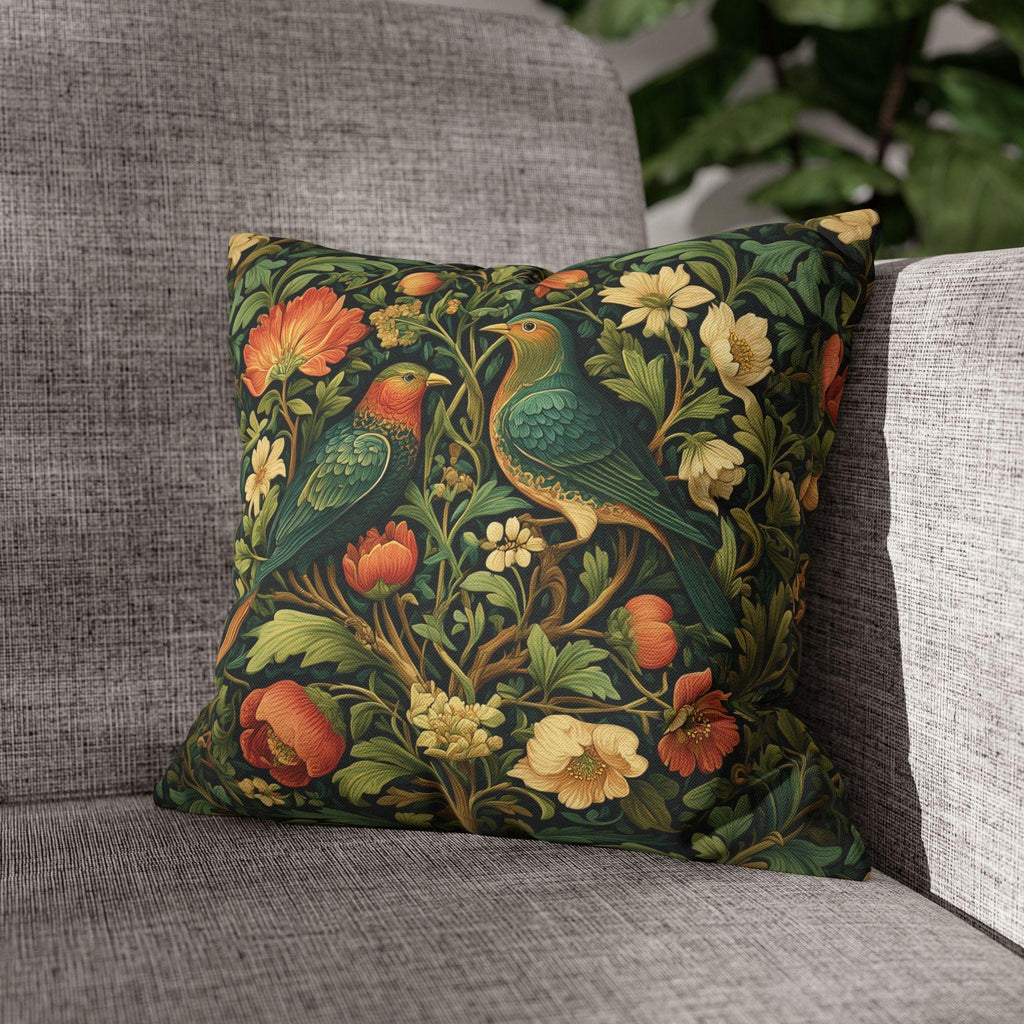 William Morris Love Birds Pillow Cover: Vintage Style Arts & Crafts Floral Cushion