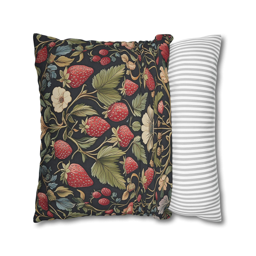 William Morris Inspired Strawberry Thief Pillow Cover: Modern Floral Farmhouse Decor Pillowcase