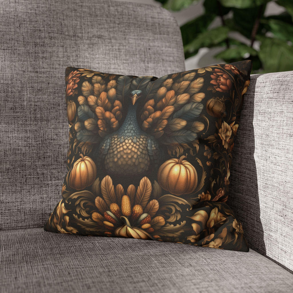 Fall Harvest Turkey Pillow Cover:  William Morris Inspired Botanical Autumn Accent