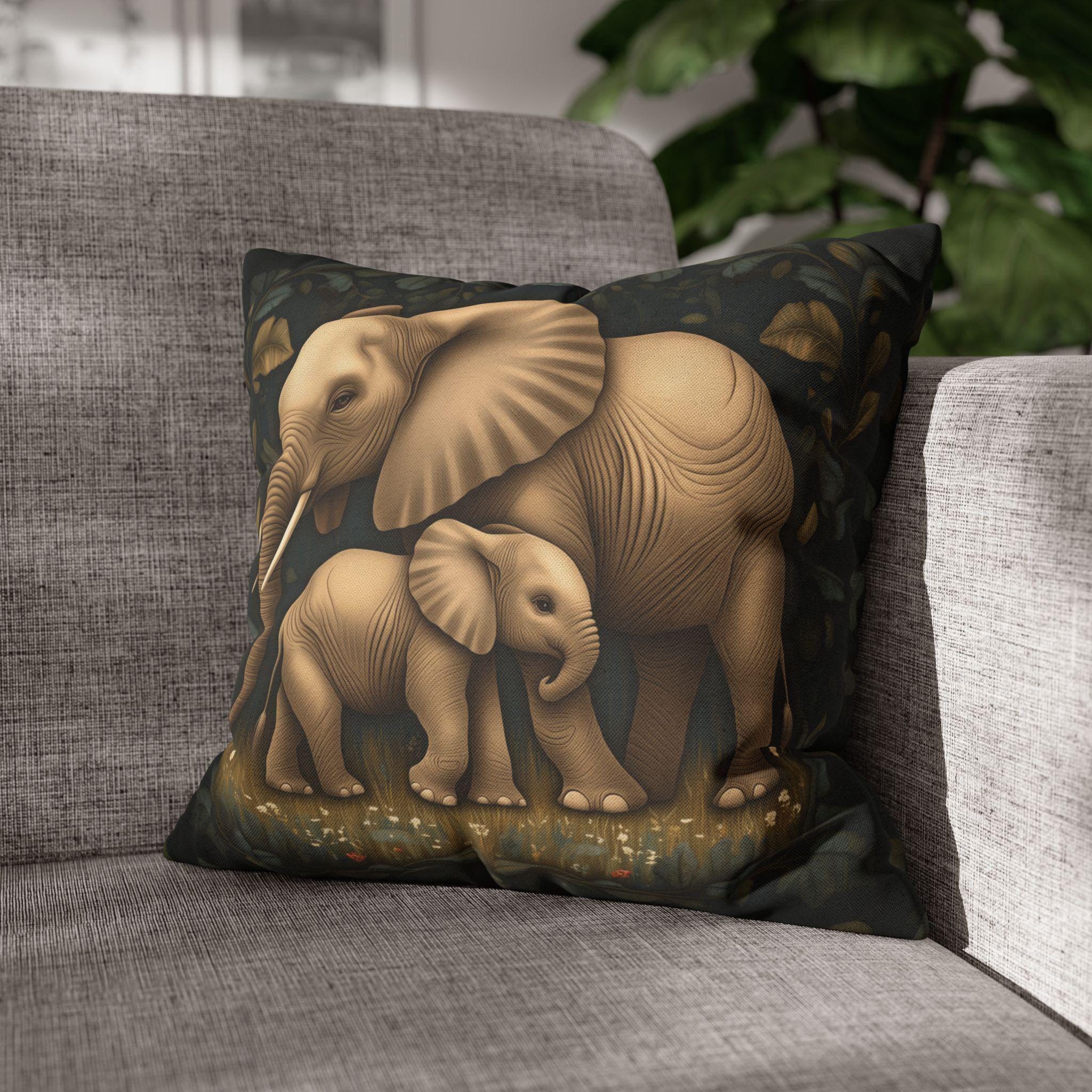 Elephant Pillow Cover: William Morris Botanical Jungle Art