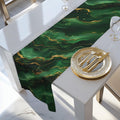 Modern Abstract Waves Table Runner:  Emerald Green and  Gold Luxe Decor