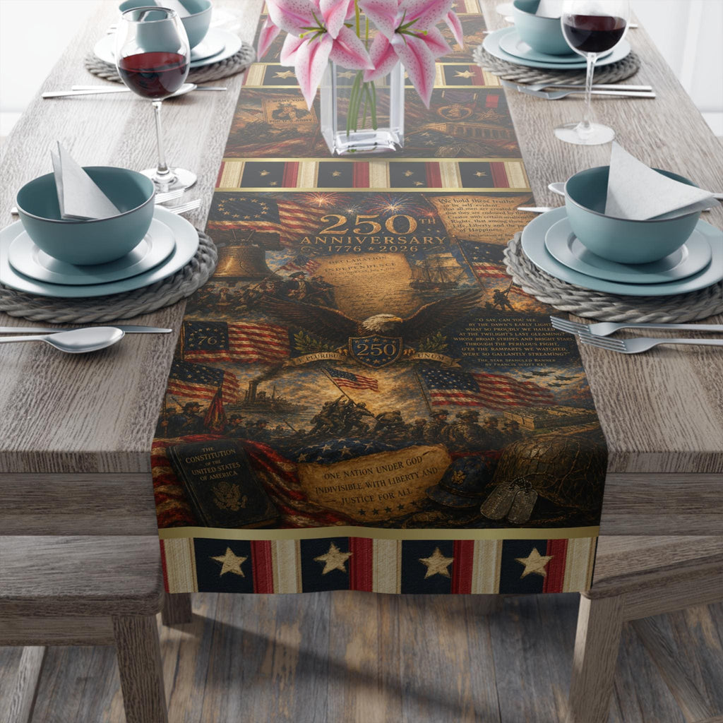 Patriotic Table Runner: US 250th Anniversary Tribute to Democracy