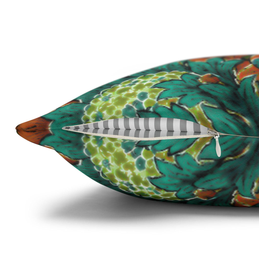 William Morris Style Throw Pillow Cover: Moody Teal Blue, Burnt Orange, & Deep Olive