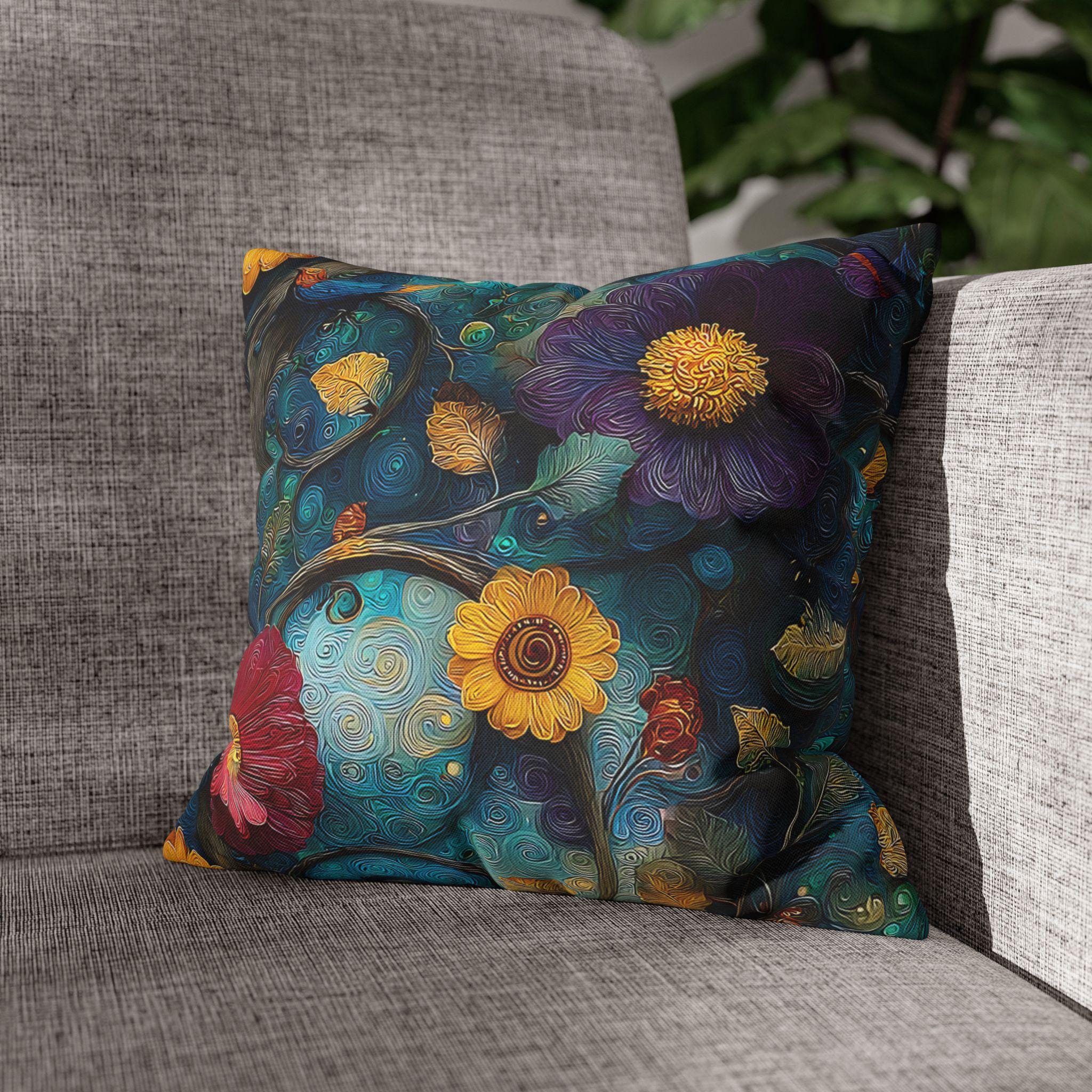 Klimt Botanical Pillow Cover: Jewel Tone Art Nouveau Floral Inspired by Gustav Klimt