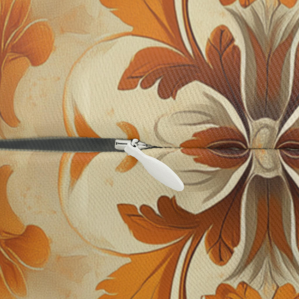 Autumn Damask Lumbar Pillow: Rustic Floral Fall Decor (20x14)