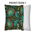 William Morris Style Throw Pillow Cover: Moody Teal Blue, Burnt Orange, & Deep Olive