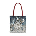 Elegant Snowflake Tote Bag, Silver & Blue Polyester Canvas