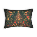 William Morris Christmas Tree Lumbar Pillow Dark Green Charcoal Background Holiday Decor Lumbar Cushion