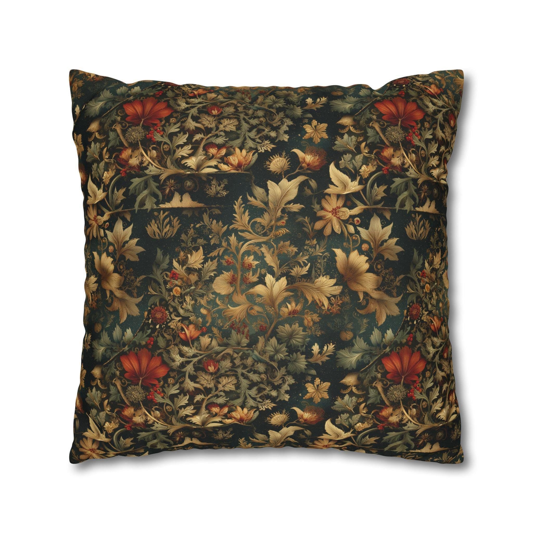 William Morris Inspired Dark Botanical Christmas Pillow Cover: Arts and Crafts Holiday Decor