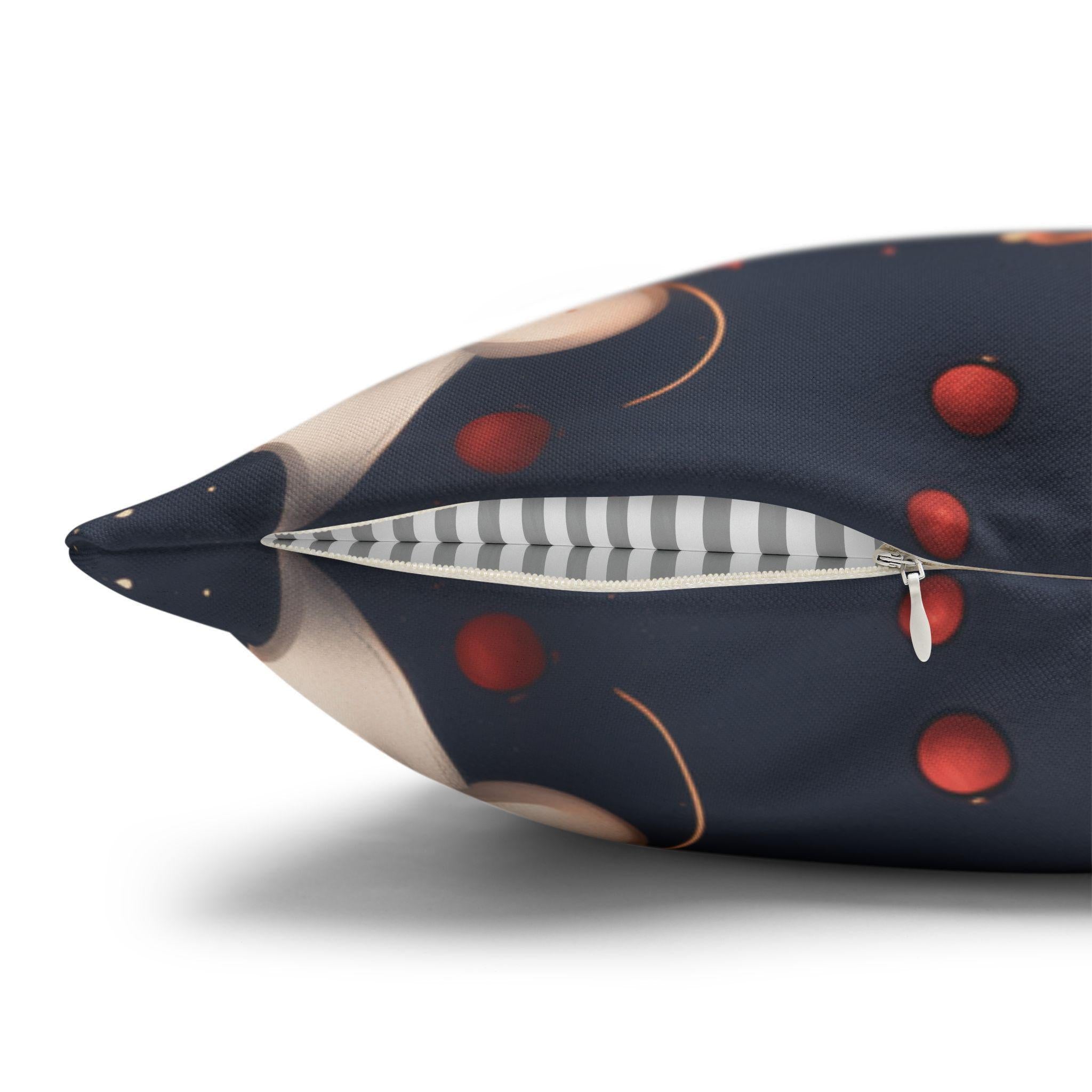 Fleur de Lis Poinsettia Pillow Cover, Holiday Floral on Navy