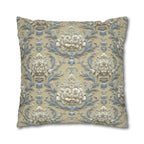 Damask Floral Pillow Cover: Blue & Gold Cushion Case - Classic Decor