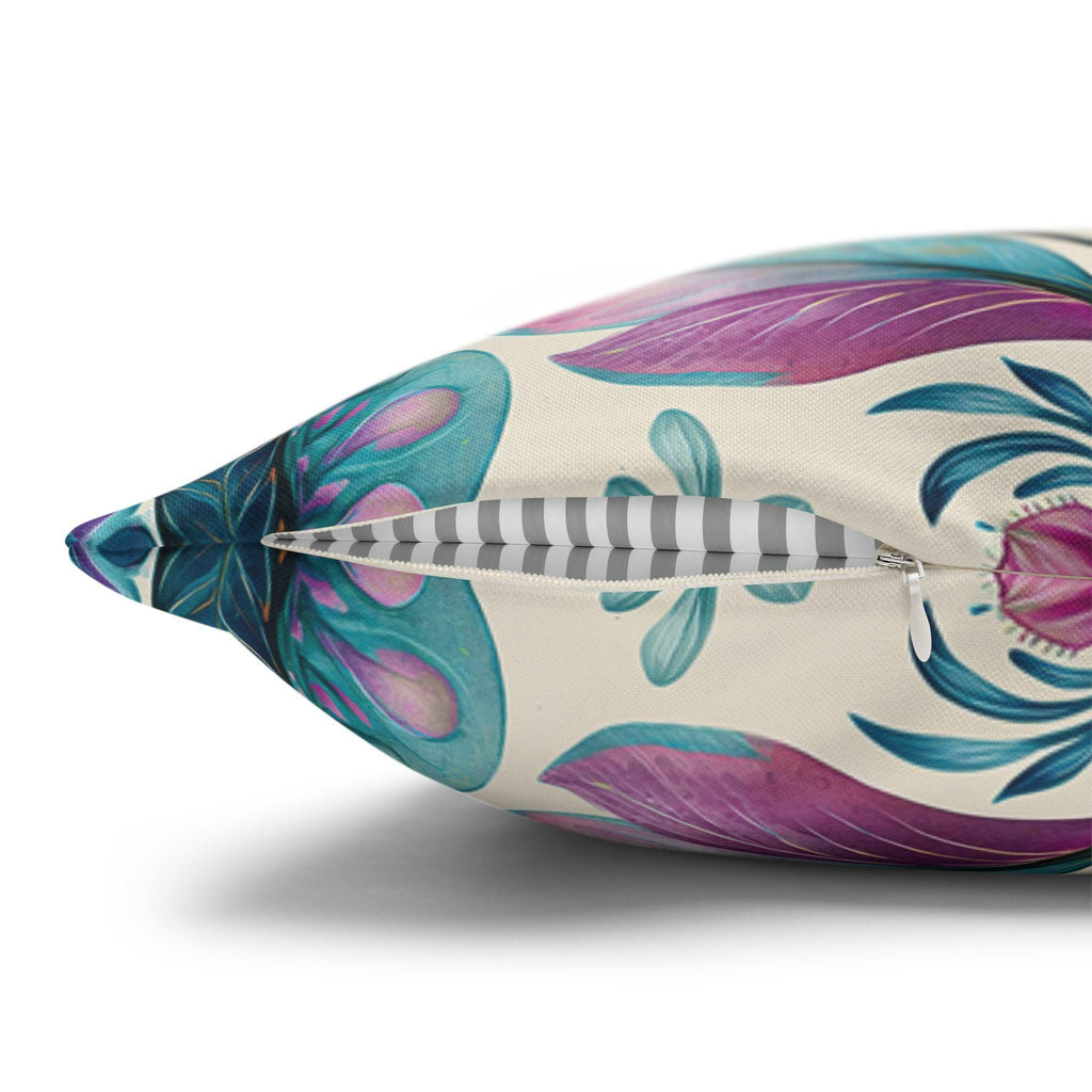 Botanical Paisley Pillow Cover: Watercolor Jewel Tone in Teal, Aqua, Violet and Pink