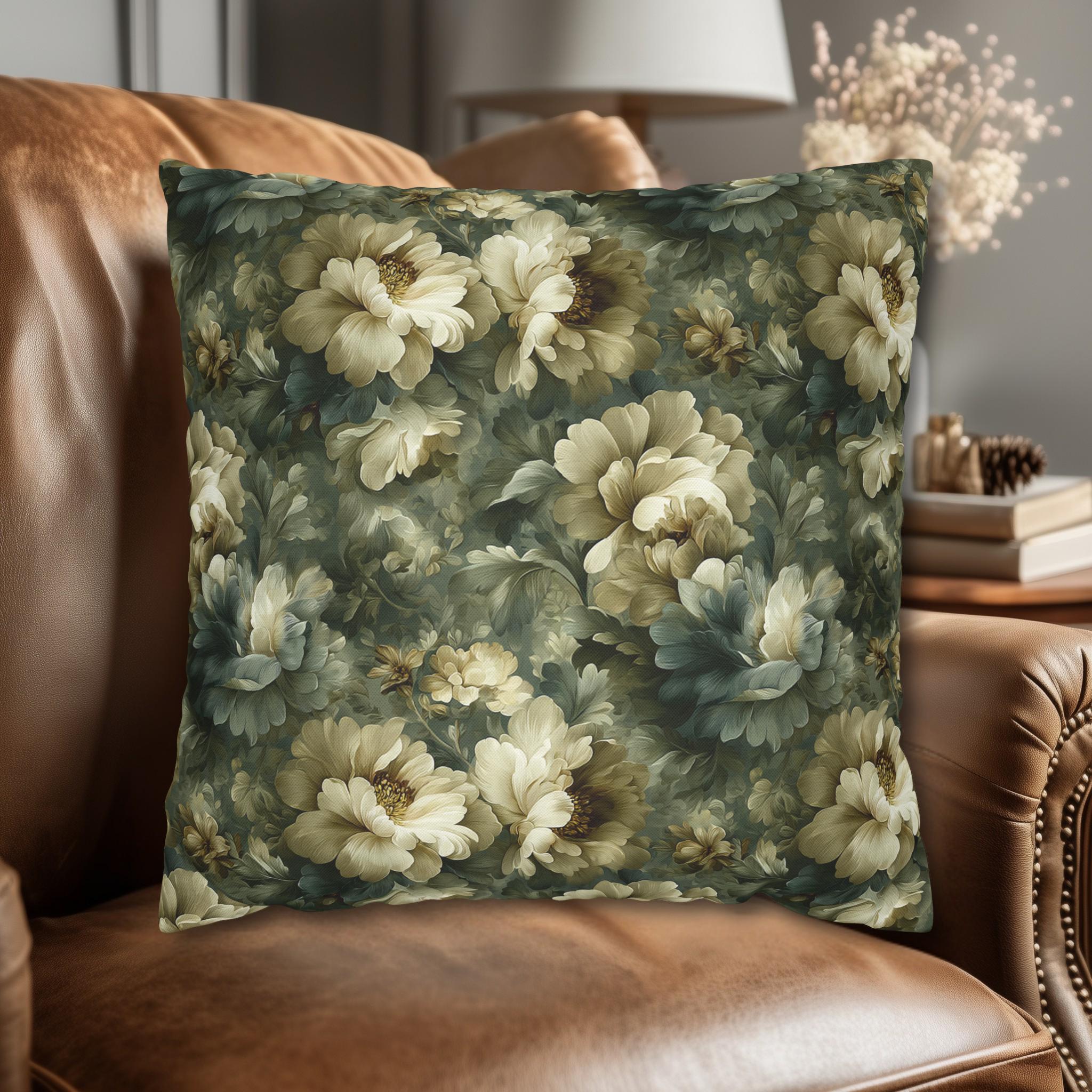 Country Farmhouse Pillow Cover: Vintage Style Victorian Blue & Pink Floral Decor