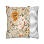 Botanical Pillow Cover: Apricot, Honey, Sage on Warm Neutral Background