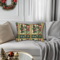 Gingham & Holly Christmas Lumbar Pillow:  Classic Vintage Holiday Style with Stripes