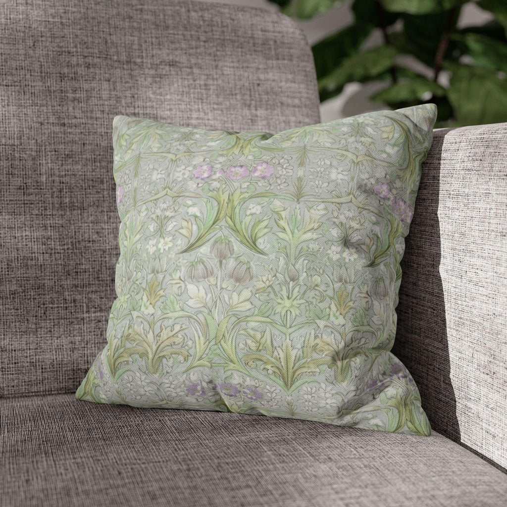 William Morris inspired Throw Pillow Cover: Soft Sage Botanical with Muted Lavender