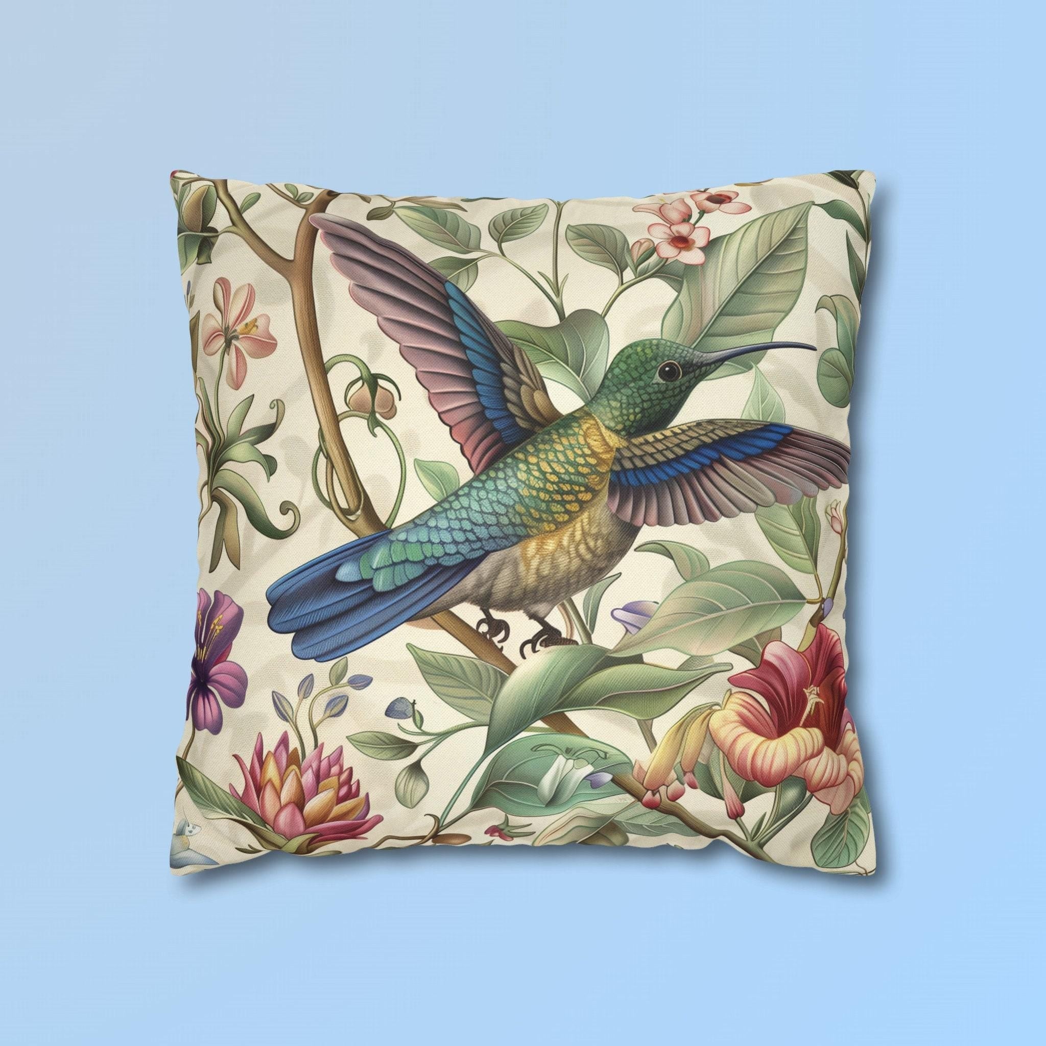 William Morris Hummingbird Pillow Cover: Elegant Floral Nature Design