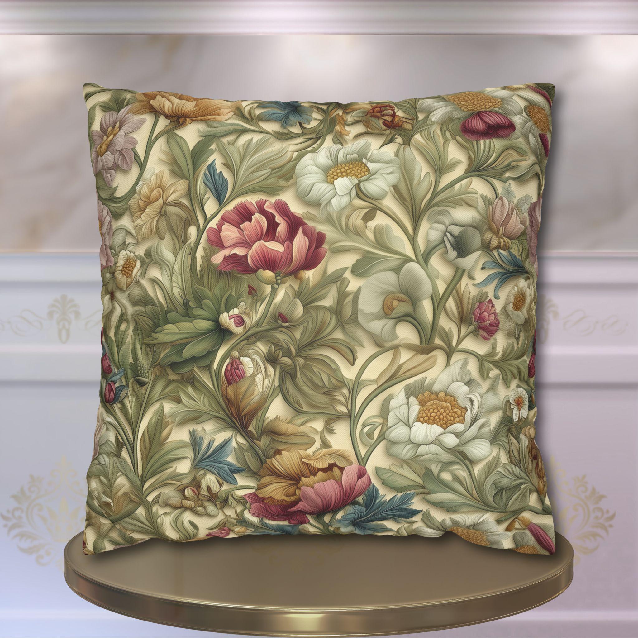 William Morris Botanical Pillow Cover: Vintage Style Floral Accent
