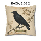 Halloween Crow Pillow Cover: Vintage Style Scientific Bird Illustration