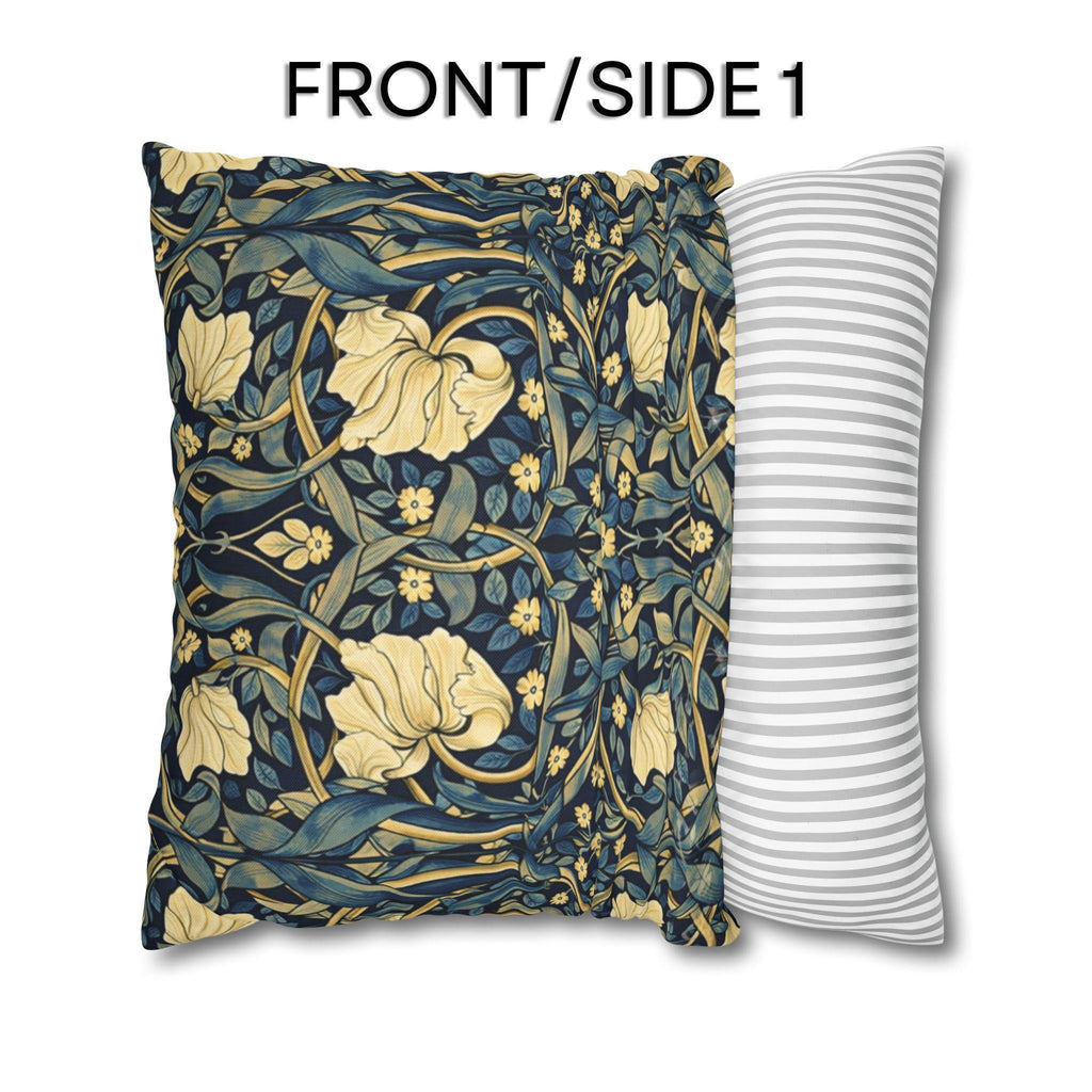 William Morris Pillow Cover: Navy Blue Champagne Vintage Pimpernel Reconstructed