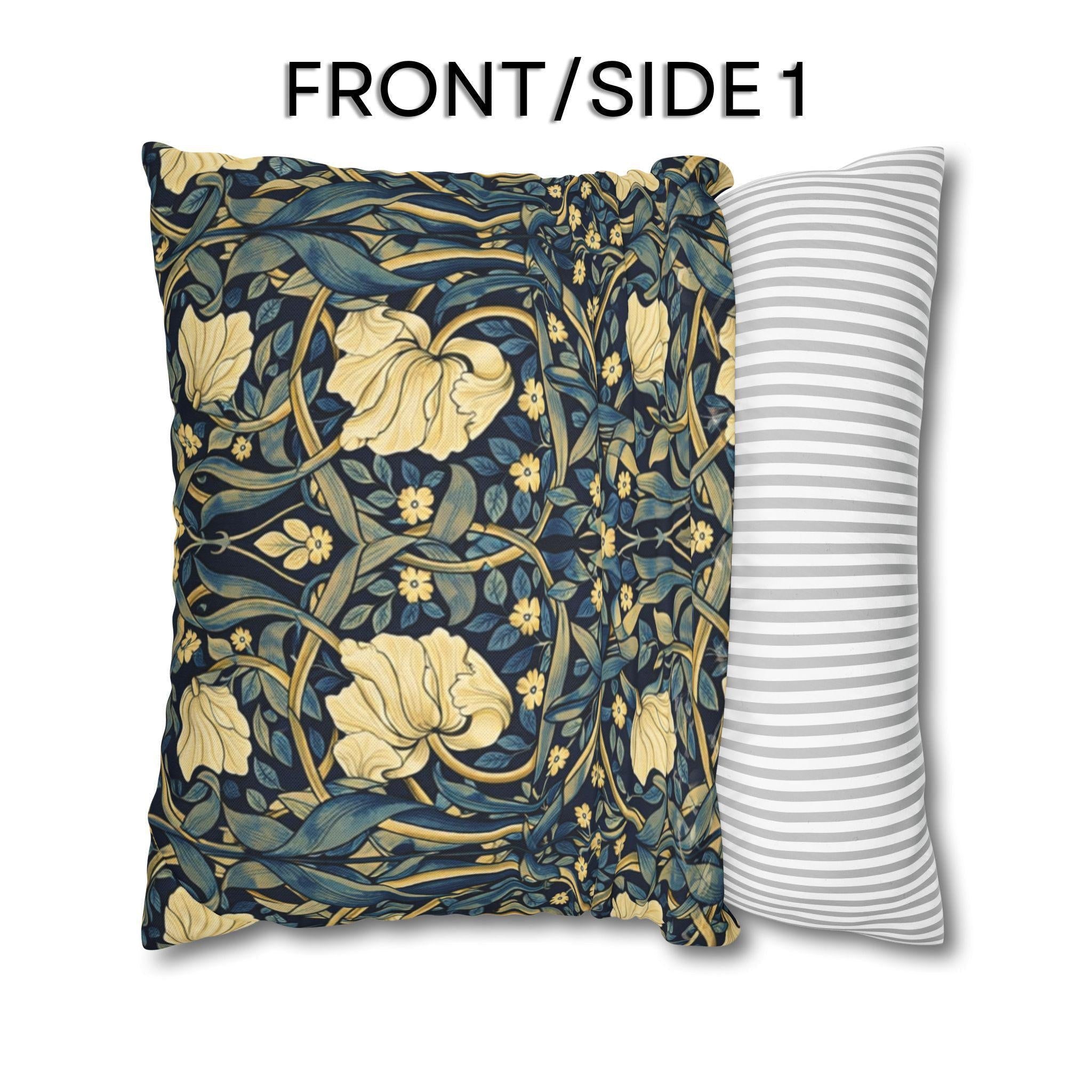 William Morris Pillow Cover: Navy Blue Champagne Vintage Pimpernel Reconstructed