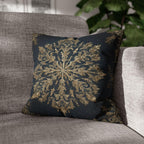 Navy & Gold Christmas Snowflake Pillow Cover: Square Polyester, 14-20 Inches