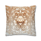 Luxurious Damask Floral Pillowcase: Ivory-Caramel Gradient Scrollwork Design, Elegant Soft Decor Accent