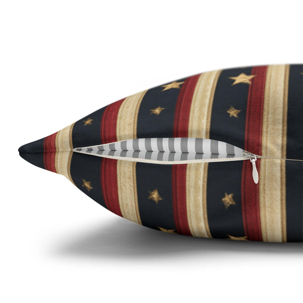 Farmhouse Patriotic Pillow Cover: Primitive Americana Stripe Decor
