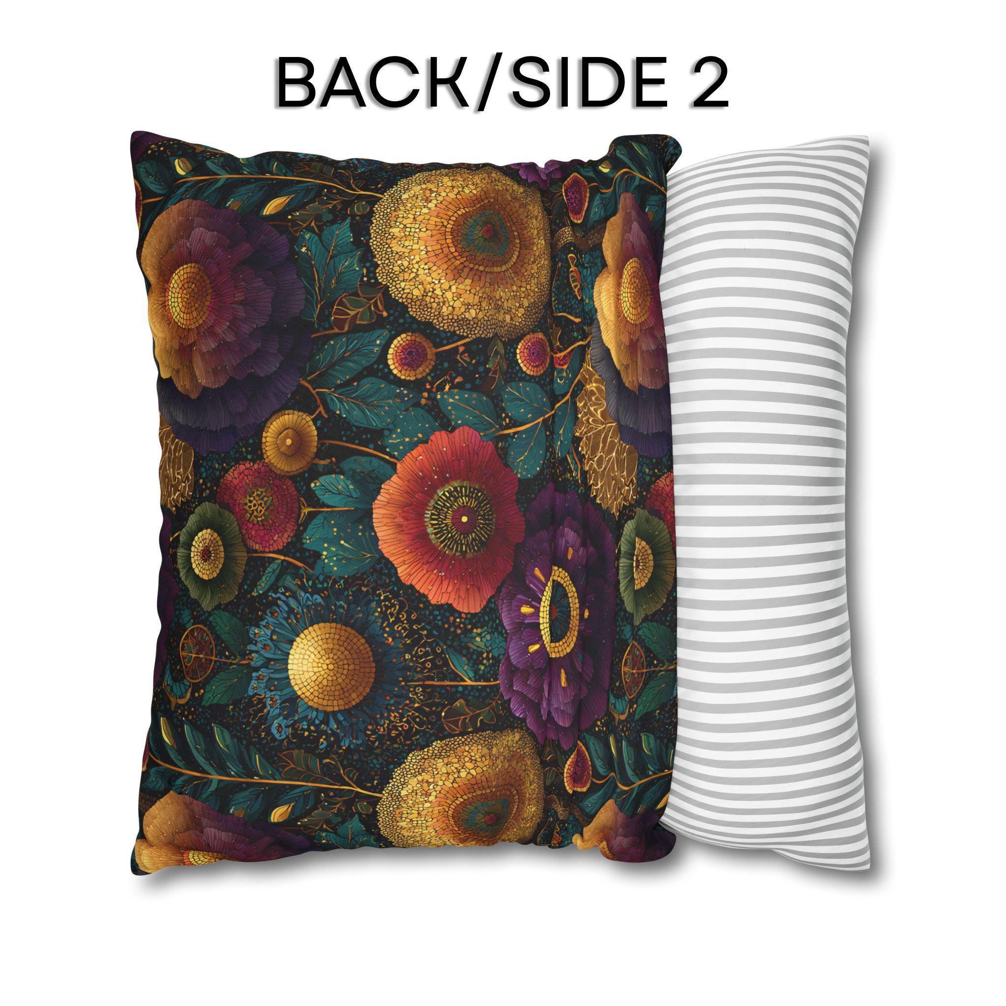 Klimt Botanical Pillow Cover: Jewel Tone Art Nouveau Home Decor