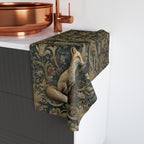 William Morris Fox Hand Towel: Dark Woodland Botanical Arts & Crafts Decor