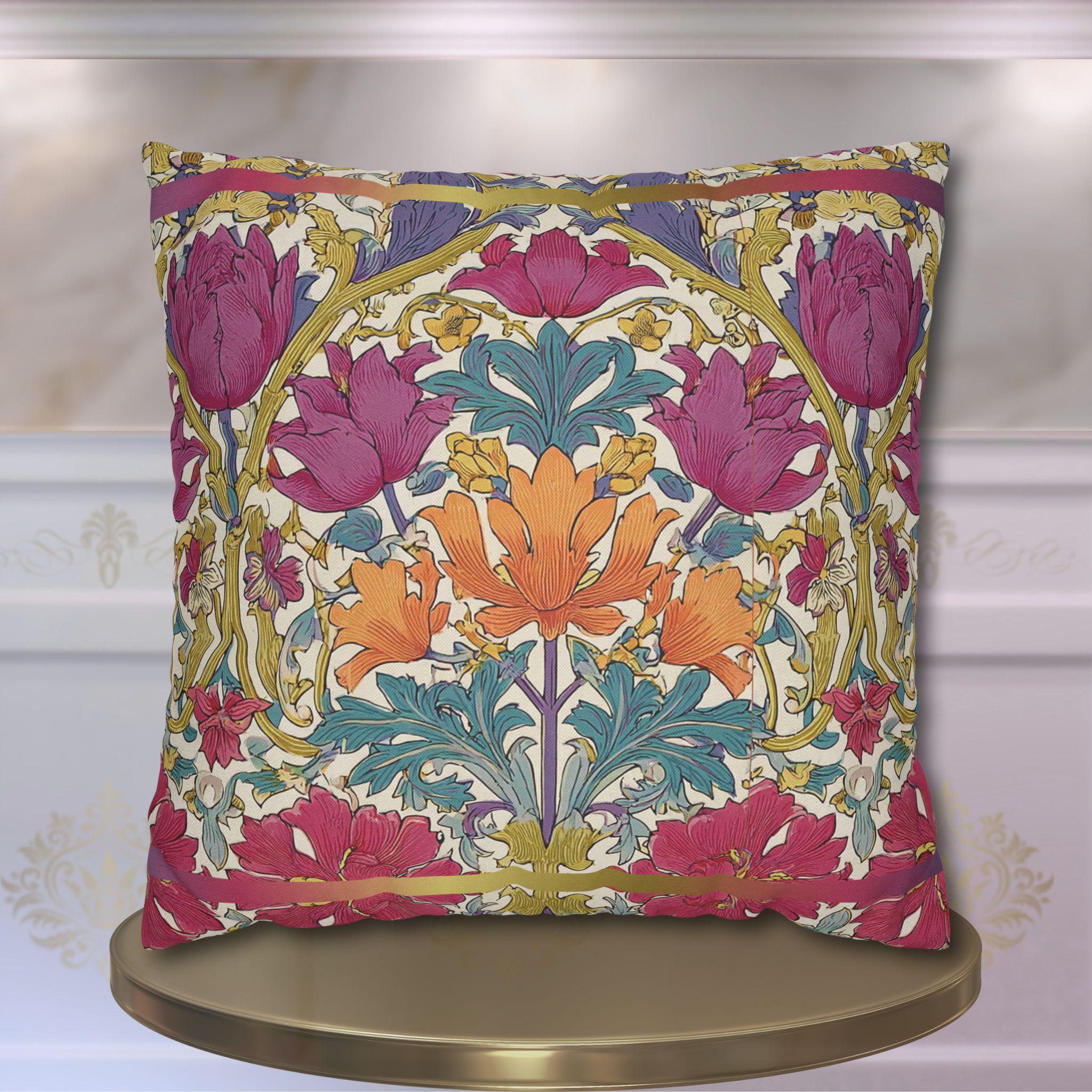 William Morris Style Hyacinth Pillow Cover: John Henry Dearle Inspired Floral