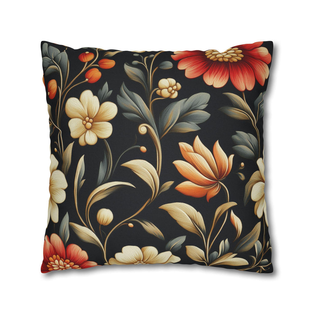 Botanical Autumn Pillow Cover, Vintage Style Floral Design