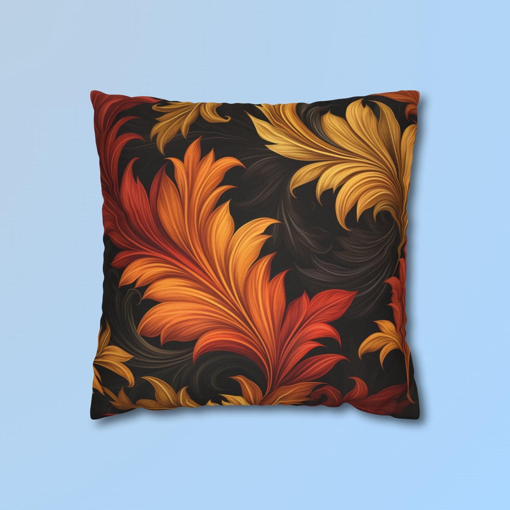 Autumn Leaves Pillow Cover: Gold, Orange, Red Foliage Design