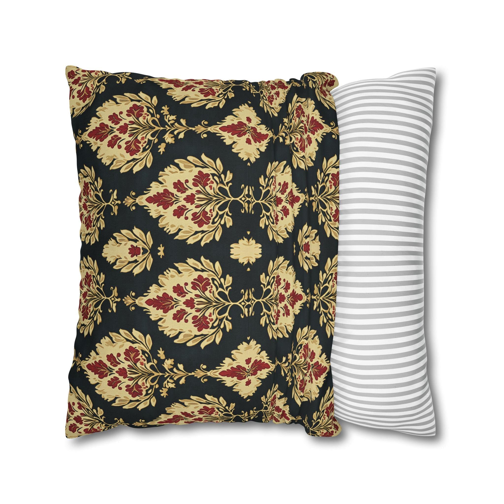 Elegant Ikat Christmas Pillow Cover: Red, Green & Gold Holiday Cushion for Festive Home Decor
