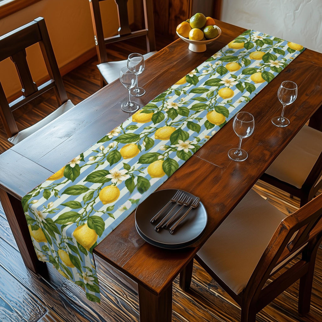 Lemon Table Runner Collection: 7 Citrus and Stripe Variations