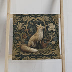 William Morris Fox Hand Towel: Dark Woodland Botanical Arts & Crafts Decor