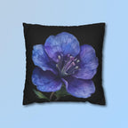 Anemone Pillow Cover: Detailed Floral Illustration, Black Background